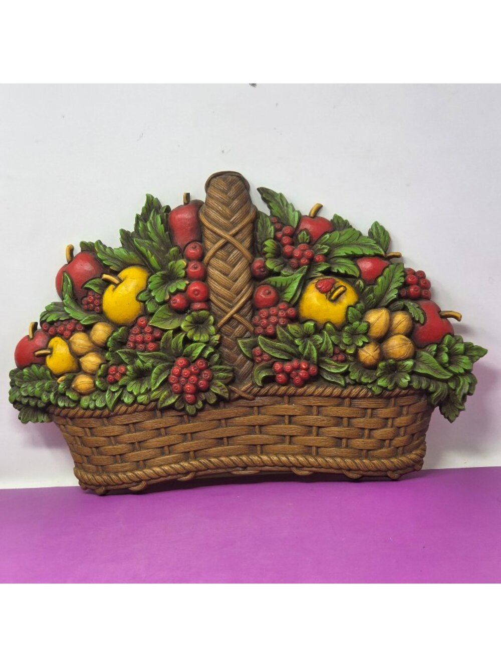 Vintage HOMCO 7588 Fruit Basket Wall Plaque 1978 Kitchen Decor Made in USA
